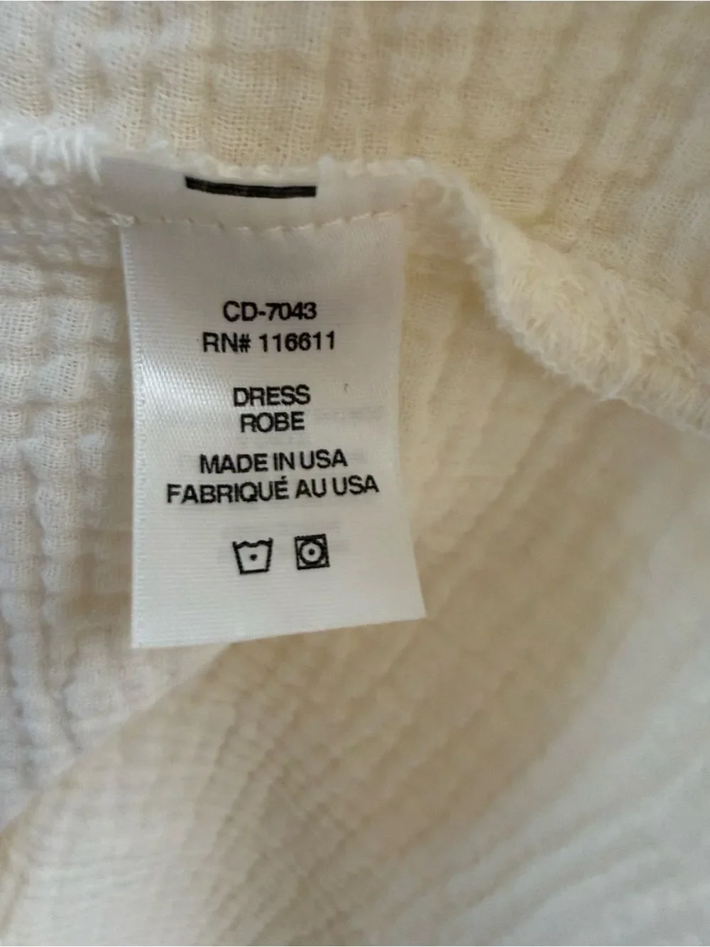 AMADI Twist Front Cotton Gauze Maxi Cover-Up Dress Cream Size Small Made USA